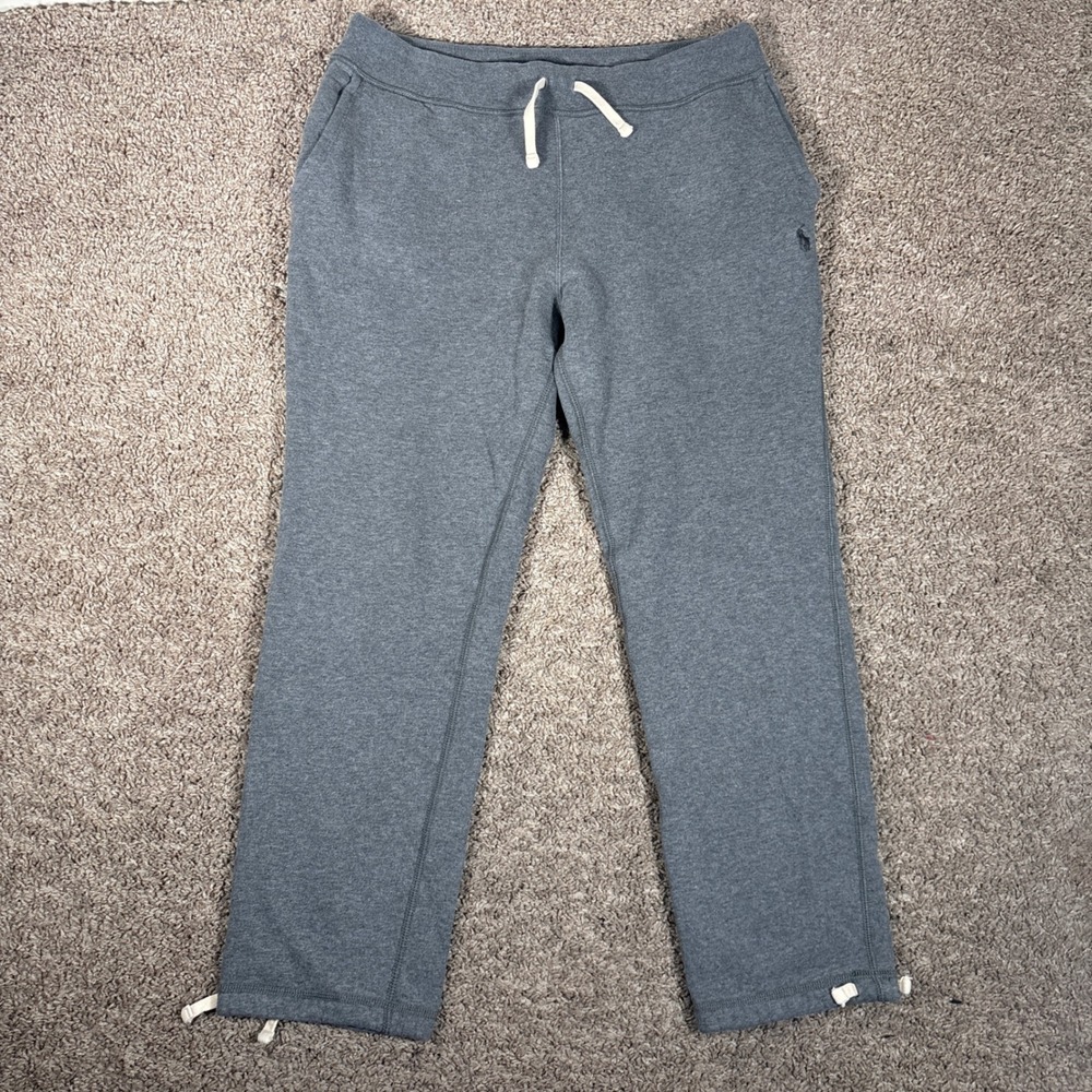 Polo Ralph Lauren Mens Grey Fleece Straight Leg Drawstring Sweatpants Large